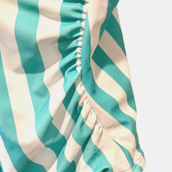 Kona Sol Plus One Piece Green Stripe Print V-Neck Bathing Suit Size 22W - Picture 5 of 11